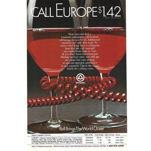Bell System Call Europe Telephone 1980s Vintage Print Ad